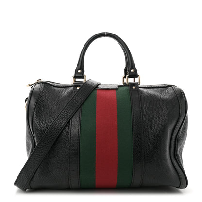 Gucci Calfskin Vintage Web Medium Boston Black 1 of 17
