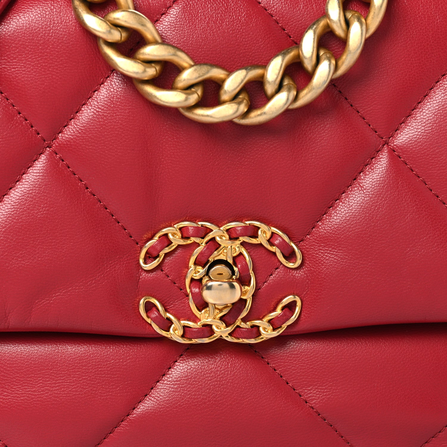 Chanel Lambskin Quilted Medium Chanel 19 Flap Red 8 of 10