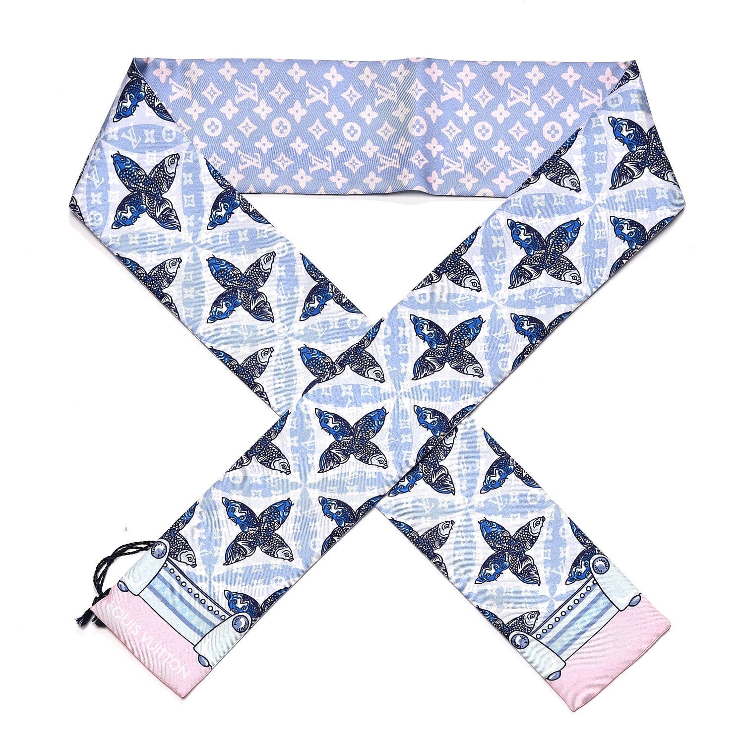 Louis Vuitton Silk Monogram Koi Fish Animalle Bandeau Blue 1 of 5