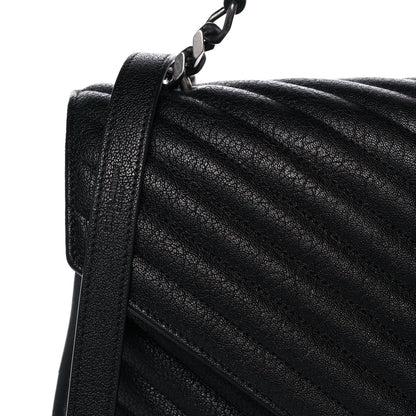 Saint Laurent Sheepskin Matelasse Chevron Monogram Large College Satchel Black 9 of 16