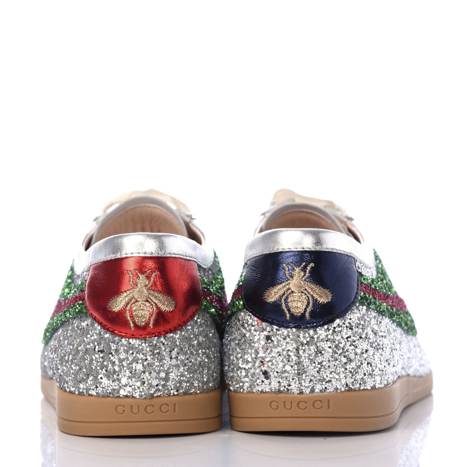 Gucci Glitter Fabric Web Mens Falacer Sneakers 9 Silver 7 of 11