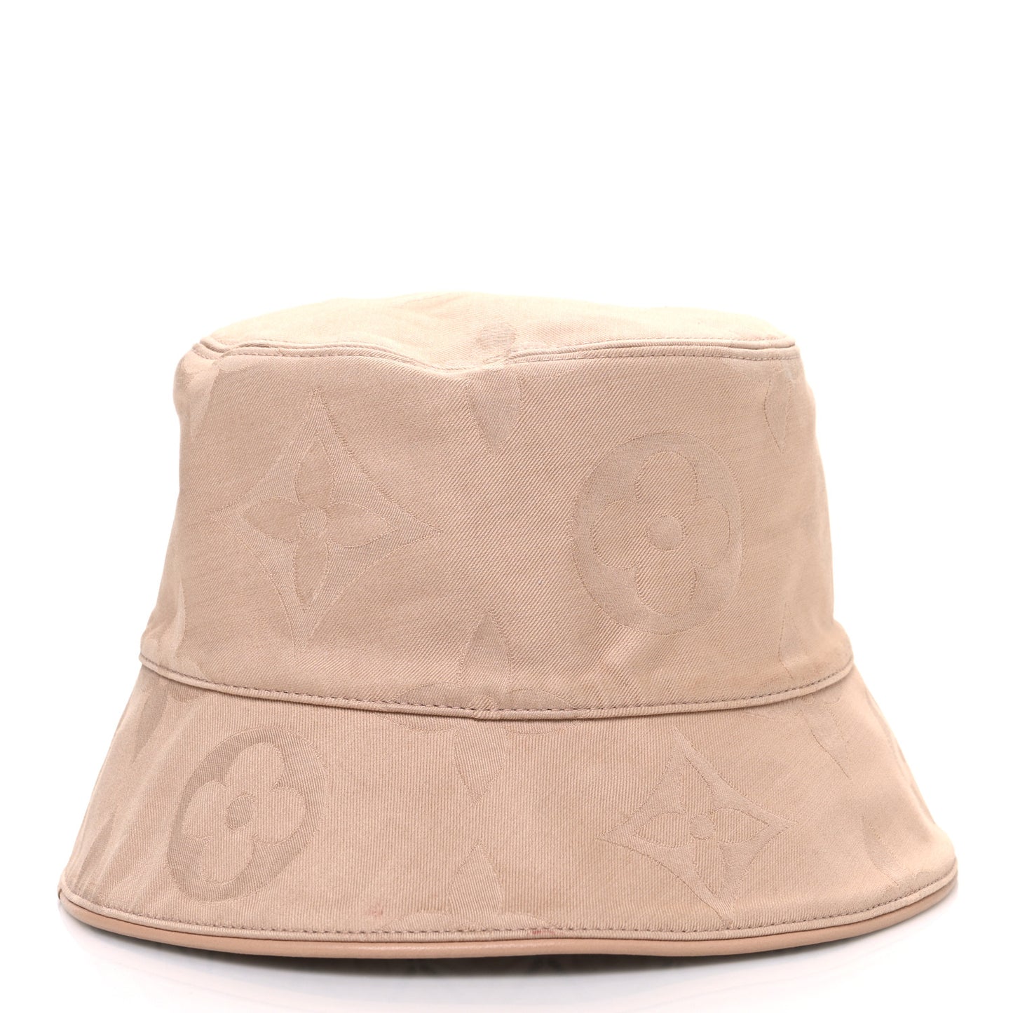 Cotton Monogram Flower Tile Reversible Bucket Hat Beige