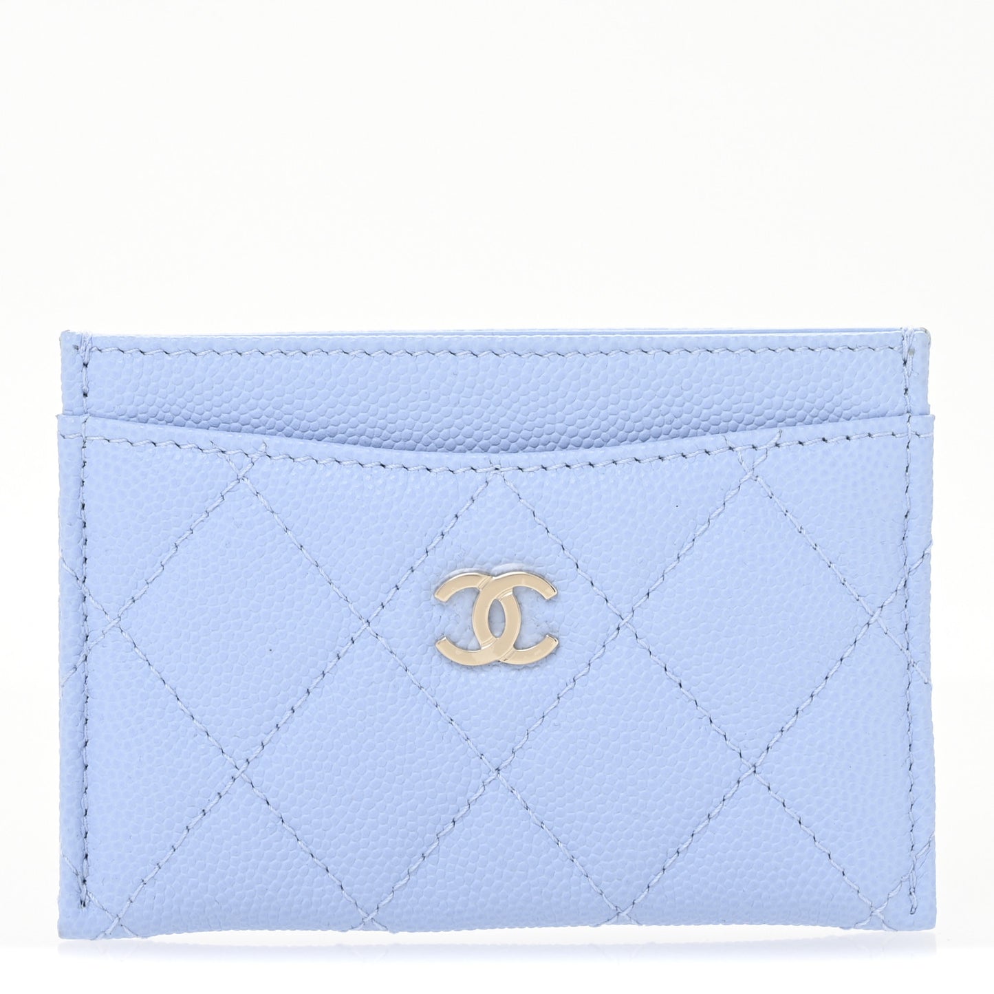 Caviar Quilted Card Holder Light Blue