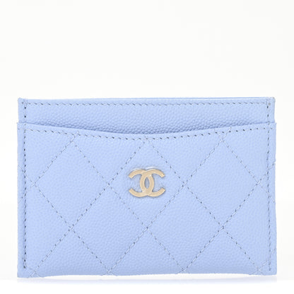 Chanel Caviar Quilted Card Holder Light Blue 1 of 9