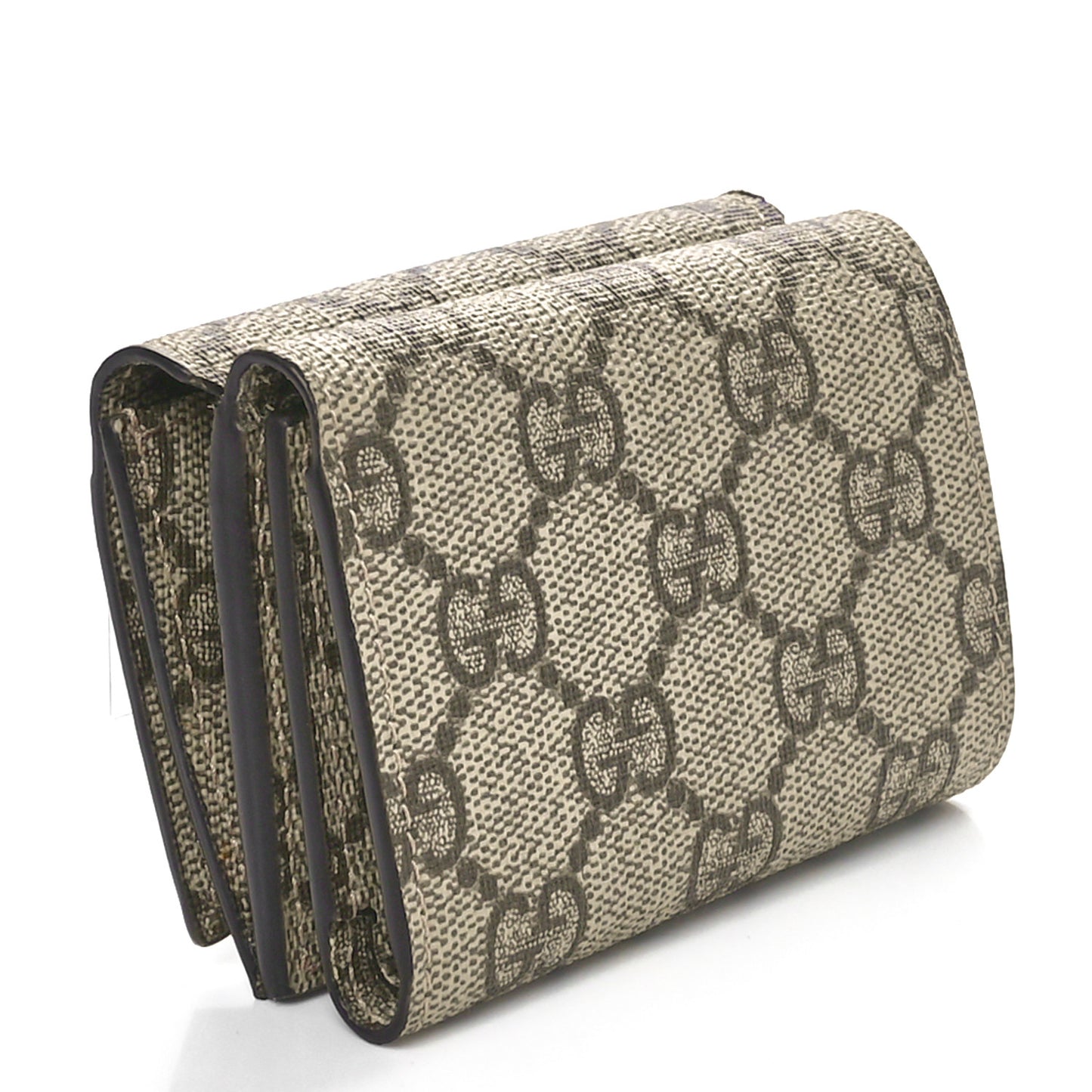 X BALENCIAGA GG Supreme Monogram Card Case Wallet Beige Ebony