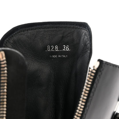 Prada Vitello Lux Nylon Metal Triangle Logo Monolith Pouch Pocket 55mm Tall Combat Boots 36 Black 10 of 11