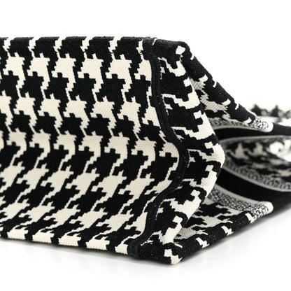 Christian Dior Canvas Macro Houndstooth Embroidered Medium Book Tote Black White 10 of 10