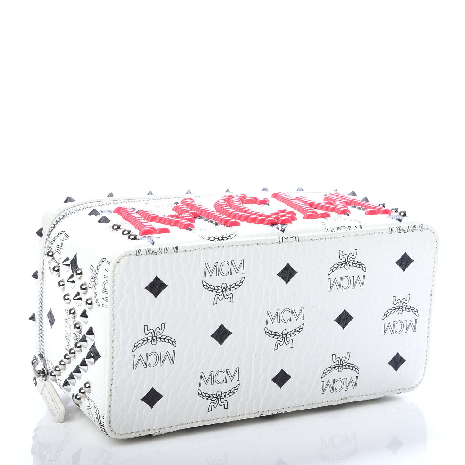 MCM Visetos Rockstar Love Potion Studded Mini Vanity Crossbody Case White 5 of 12