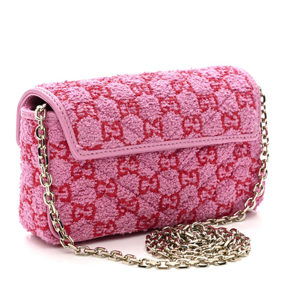 Gucci Tweed GG Monogram Mini GG Marmont Shoulder Bag Pink Red 3 of 11