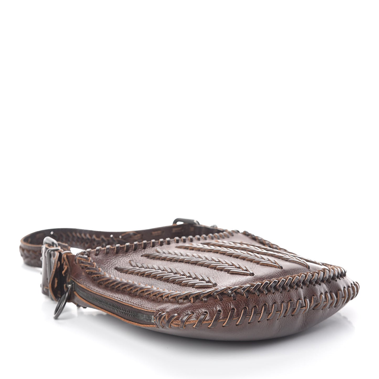 Calfskin Braided Oyster Dark Brown