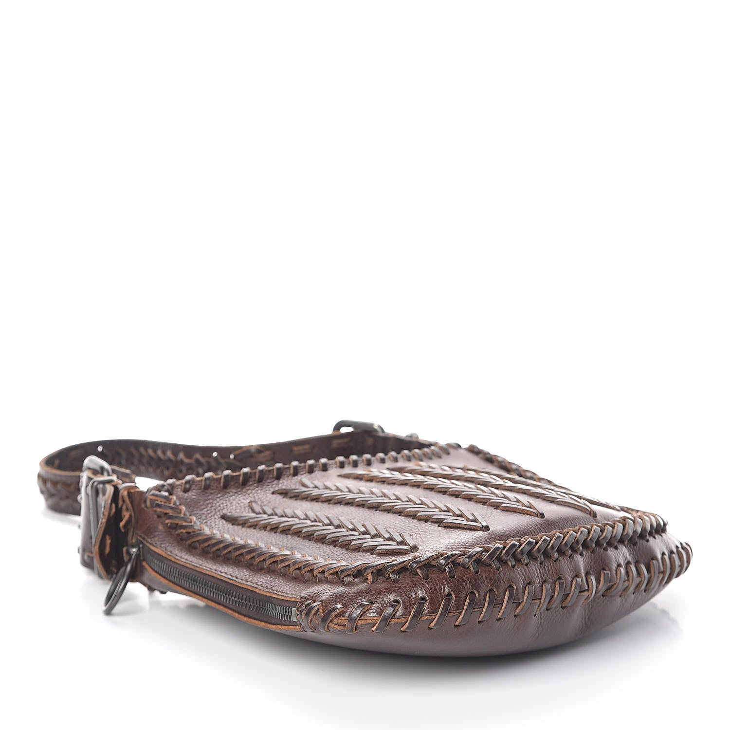 Fendi Calfskin Braided Oyster Dark Brown 4 of 8