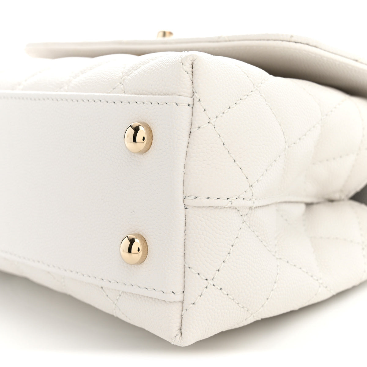 Chanel Caviar Quilted Mini Coco Handle Flap White 10 of 11