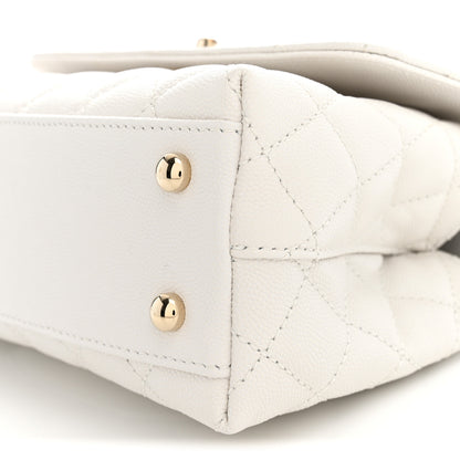Chanel Caviar Quilted Mini Coco Handle Flap White 10 of 11
