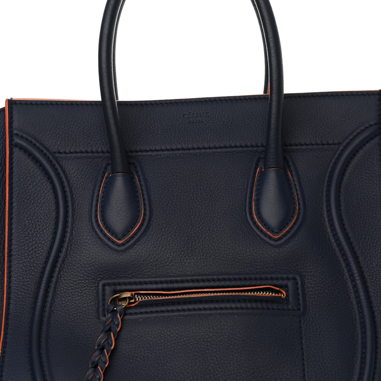 Celine Supple Calfskin Large Phantom Luggage Navy Blue Orange 8 of 13