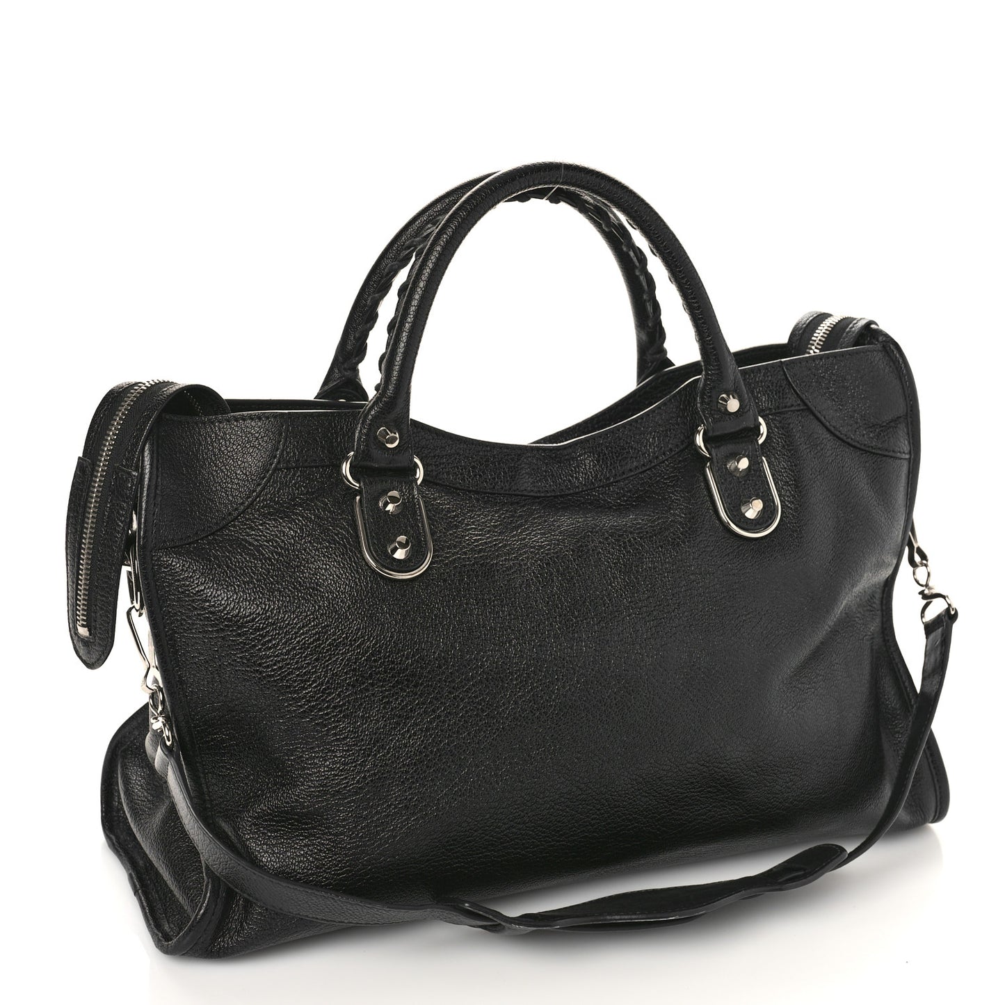 Chevre Silver Metallic Edge Hardware City Black