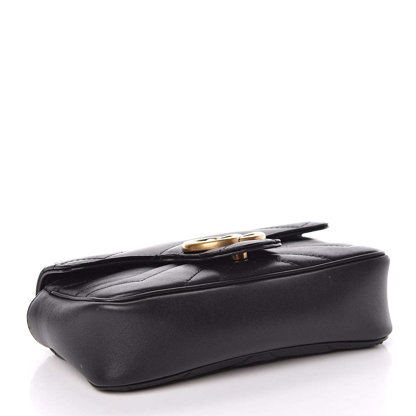 Calfskin Matelasse Super Mini GG Marmont Shoulder Bag Black