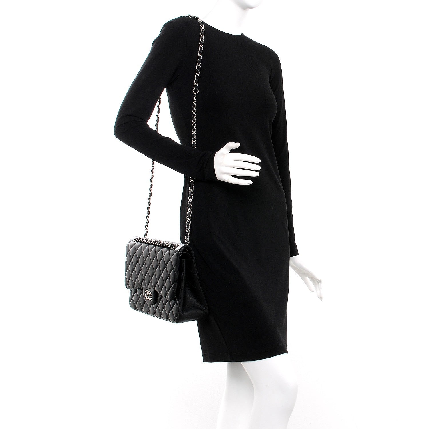 Chanel Lambskin Quilted Jumbo Double Flap Black 2 of 8
