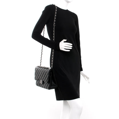 Chanel Lambskin Quilted Jumbo Double Flap Black 2 of 8