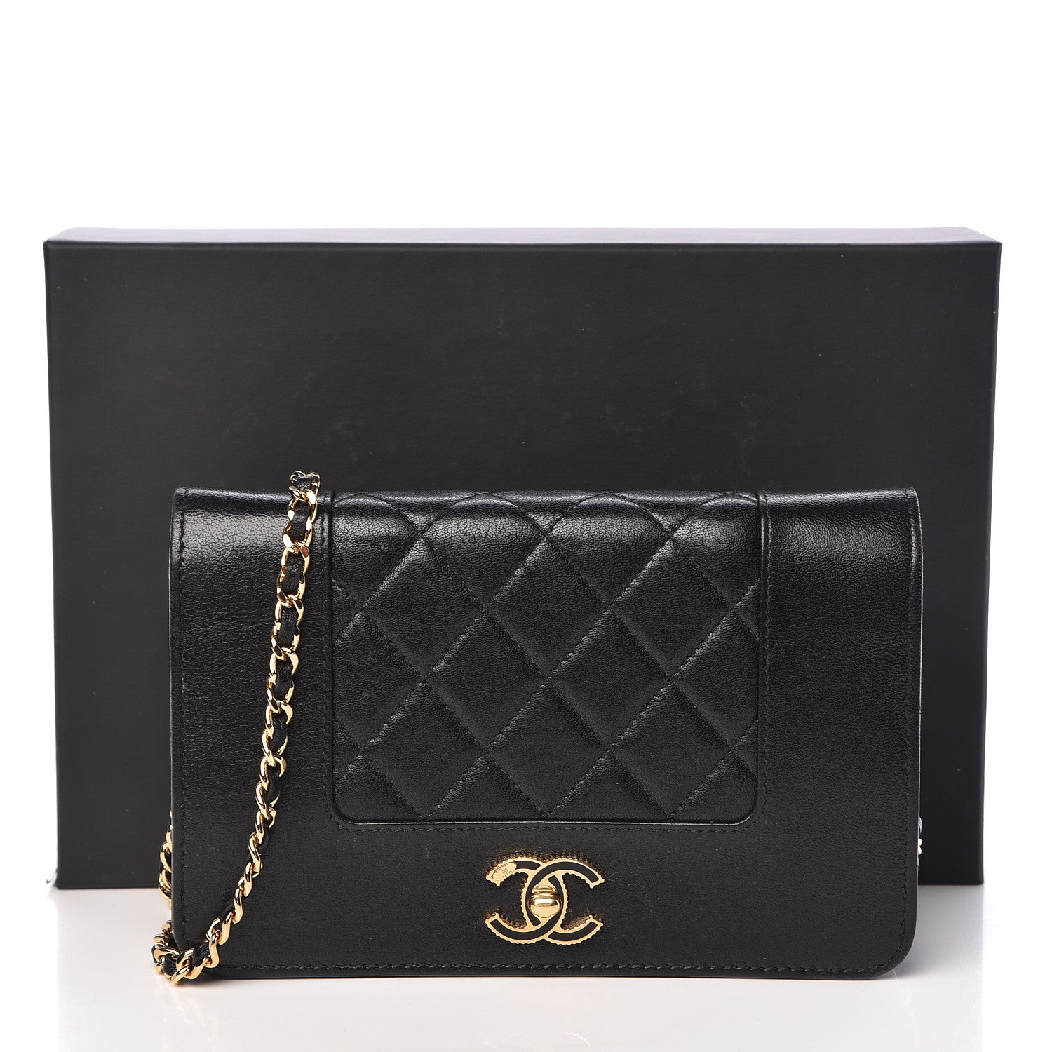 Chanel Sheepskin Quilted Mademoiselle Vintage Wallet On Chain WOC Black 14 of 14