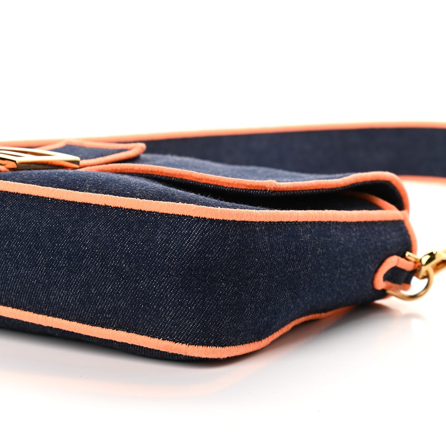 Denim Large Baguette Blue Arancio Fluo