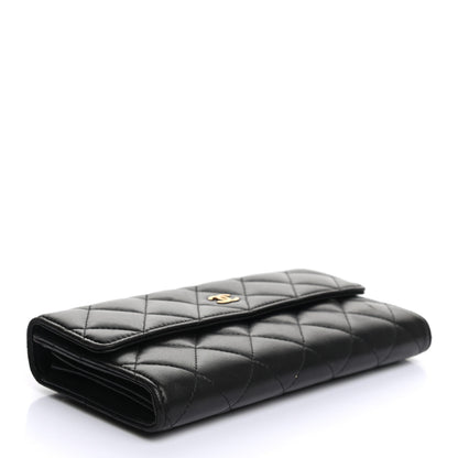 Chanel Lambskin Quilted Large Gusset Flap Wallet Black 4 of 10