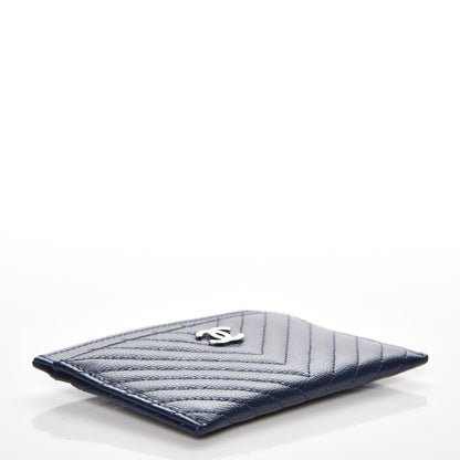 Chanel Caviar Chevron Card Holder Navy 5 of 10