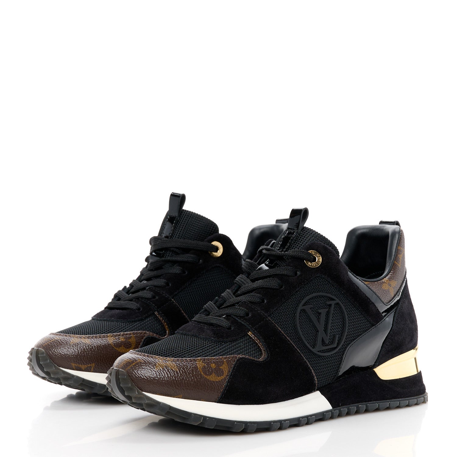 Louis Vuitton Suede Monogram Run Away Sneakers 38 Black 3 of 9