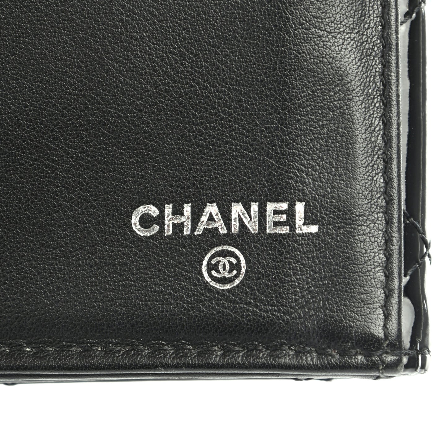 Patent Quilted Large Brilliant Flap Wallet Black