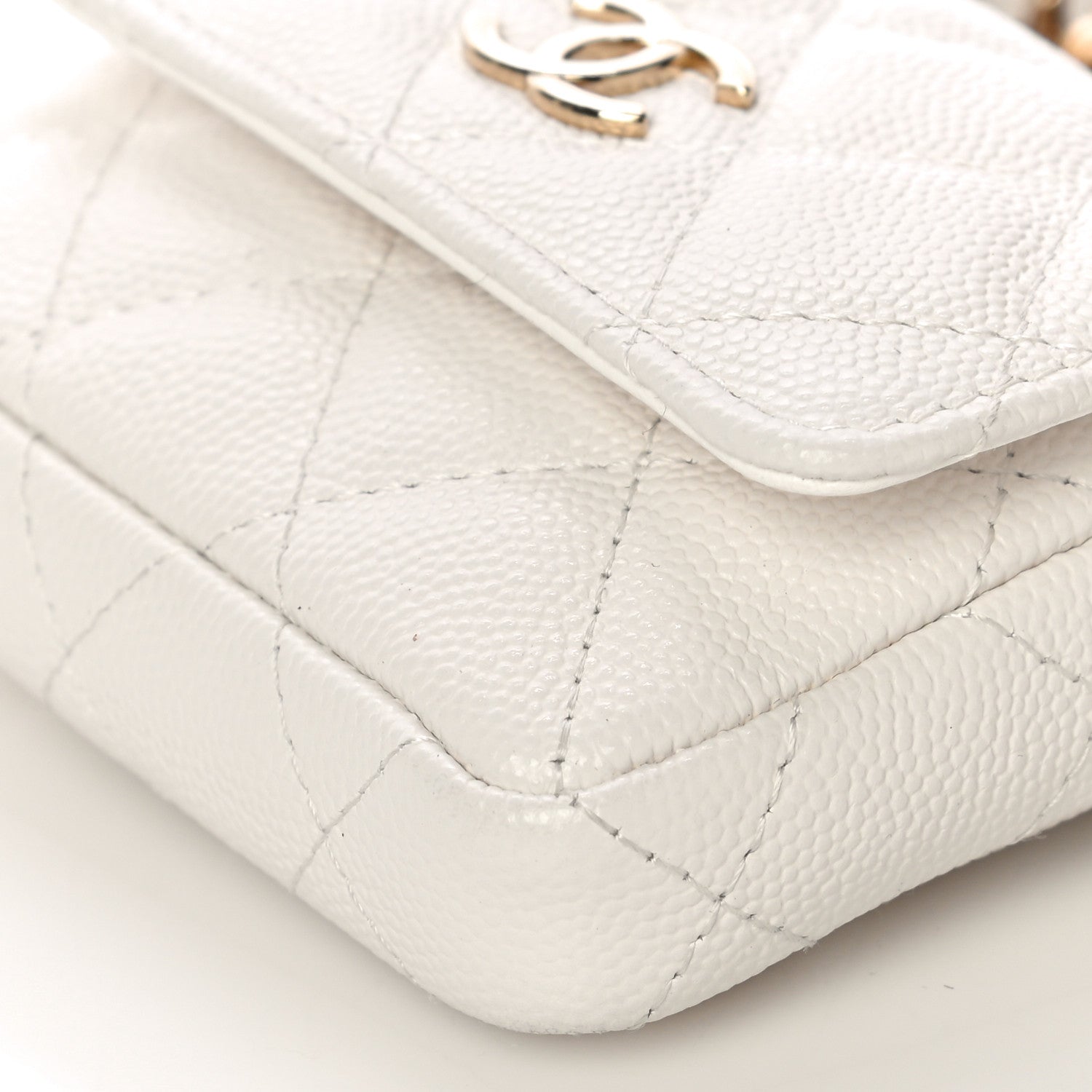 Chanel Caviar Quilted Belt Bag With Charms On Chain White 11 of 13