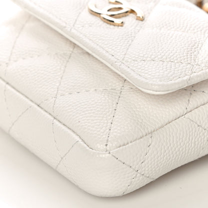 Chanel Caviar Quilted Belt Bag With Charms On Chain White 11 of 13