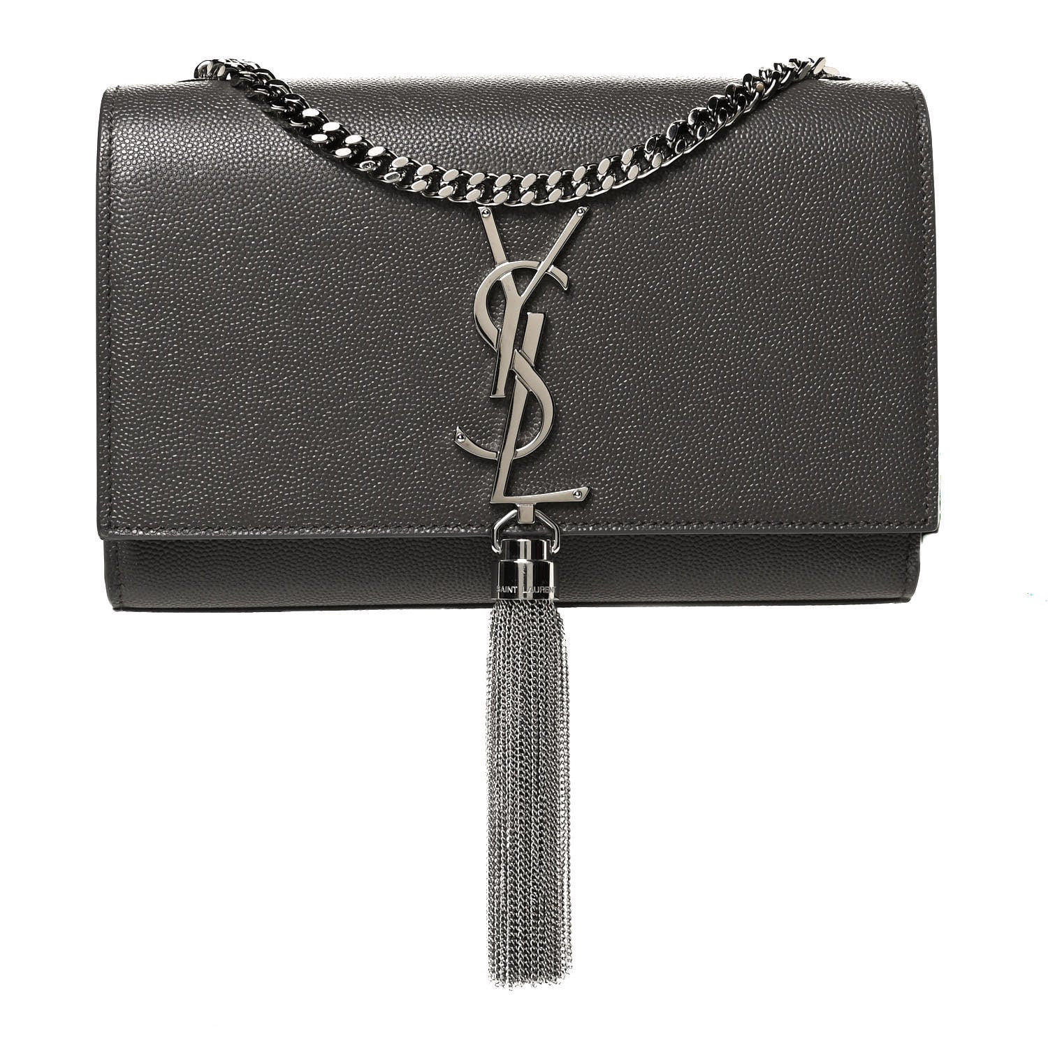 Saint Laurent Grain De Poudre Small Classic Monogram Kate Tassel Satchel Earth 1 of 9