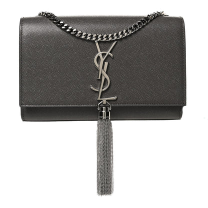 Saint Laurent Grain De Poudre Small Classic Monogram Kate Tassel Satchel Earth 1 of 9