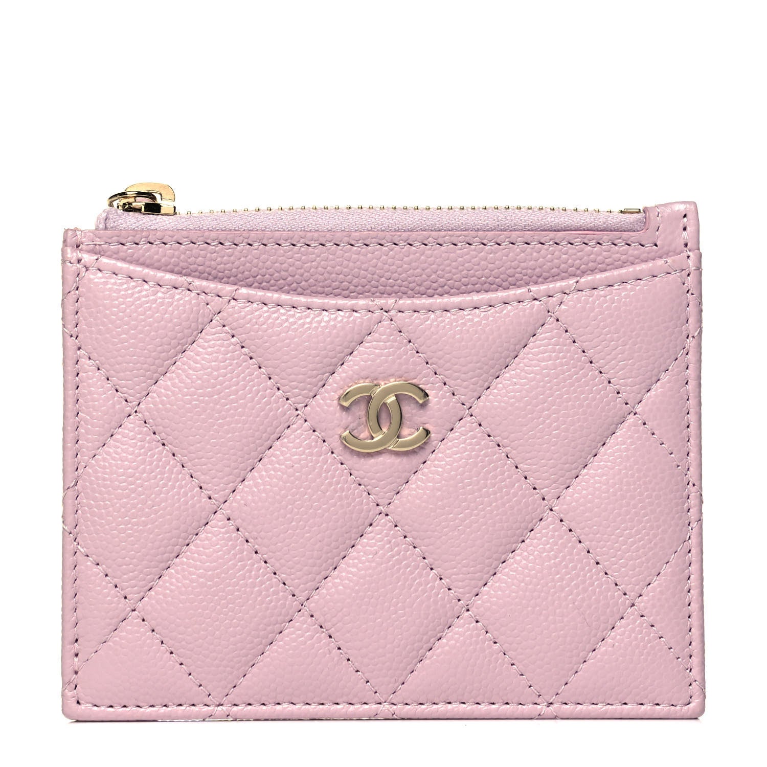 Chanel Caviar Quilted CC Zip Card Holder Light Pink 1 of 8