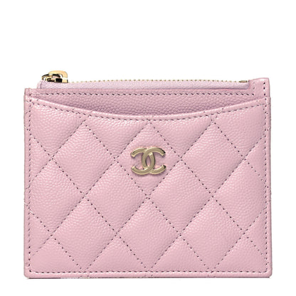 Chanel Caviar Quilted CC Zip Card Holder Light Pink 1 of 8