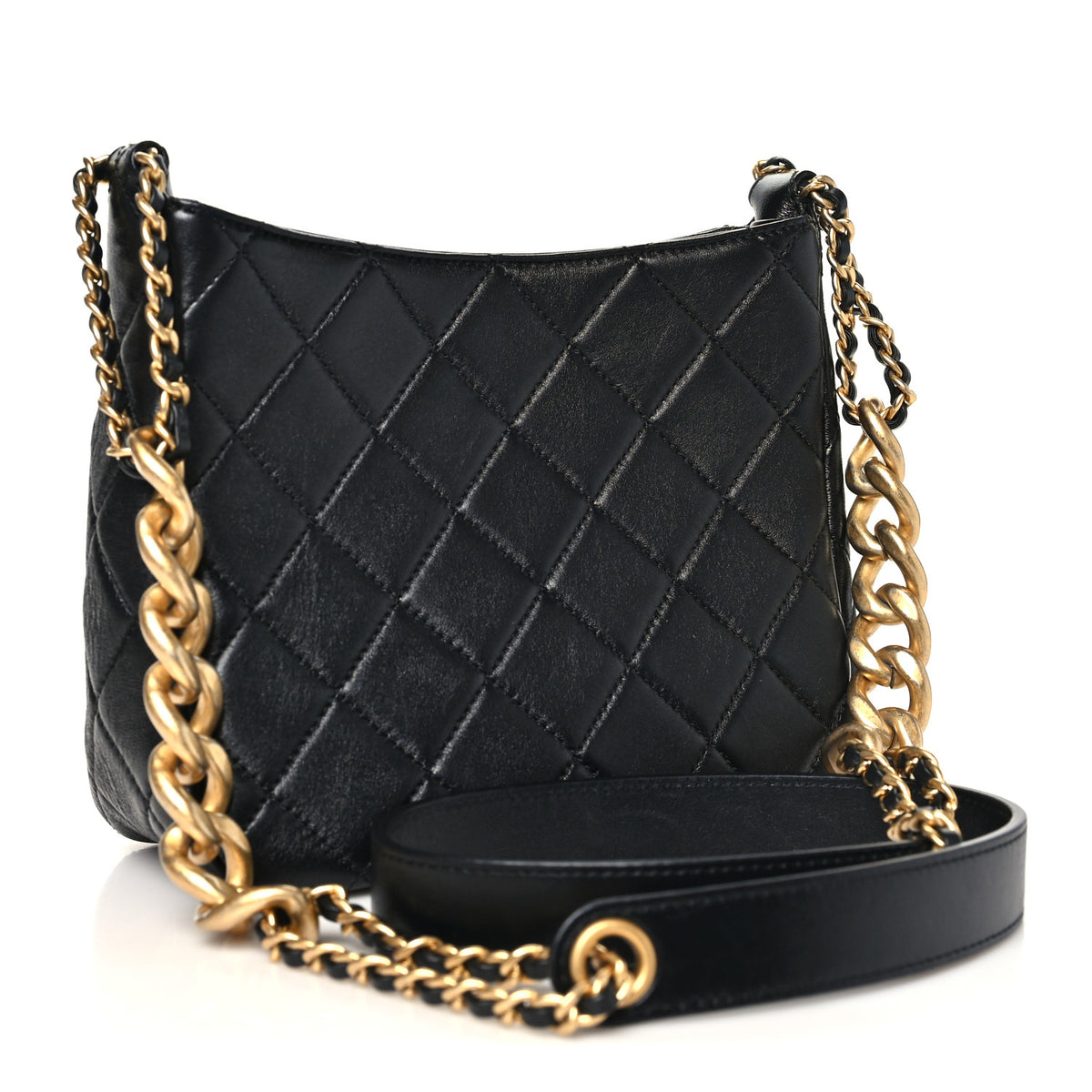Chanel Shiny Lambskin Quilted CC Hobo Black 3 of 10