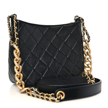 Chanel Shiny Lambskin Quilted CC Hobo Black 3 of 10