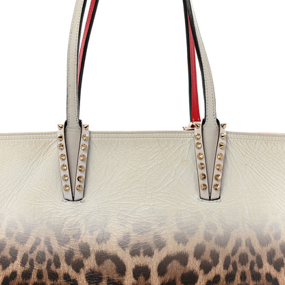 Christian Louboutin Calfskin Degrade Leopard Print Spikes East West Cabata Tote White Multi 9 of 15