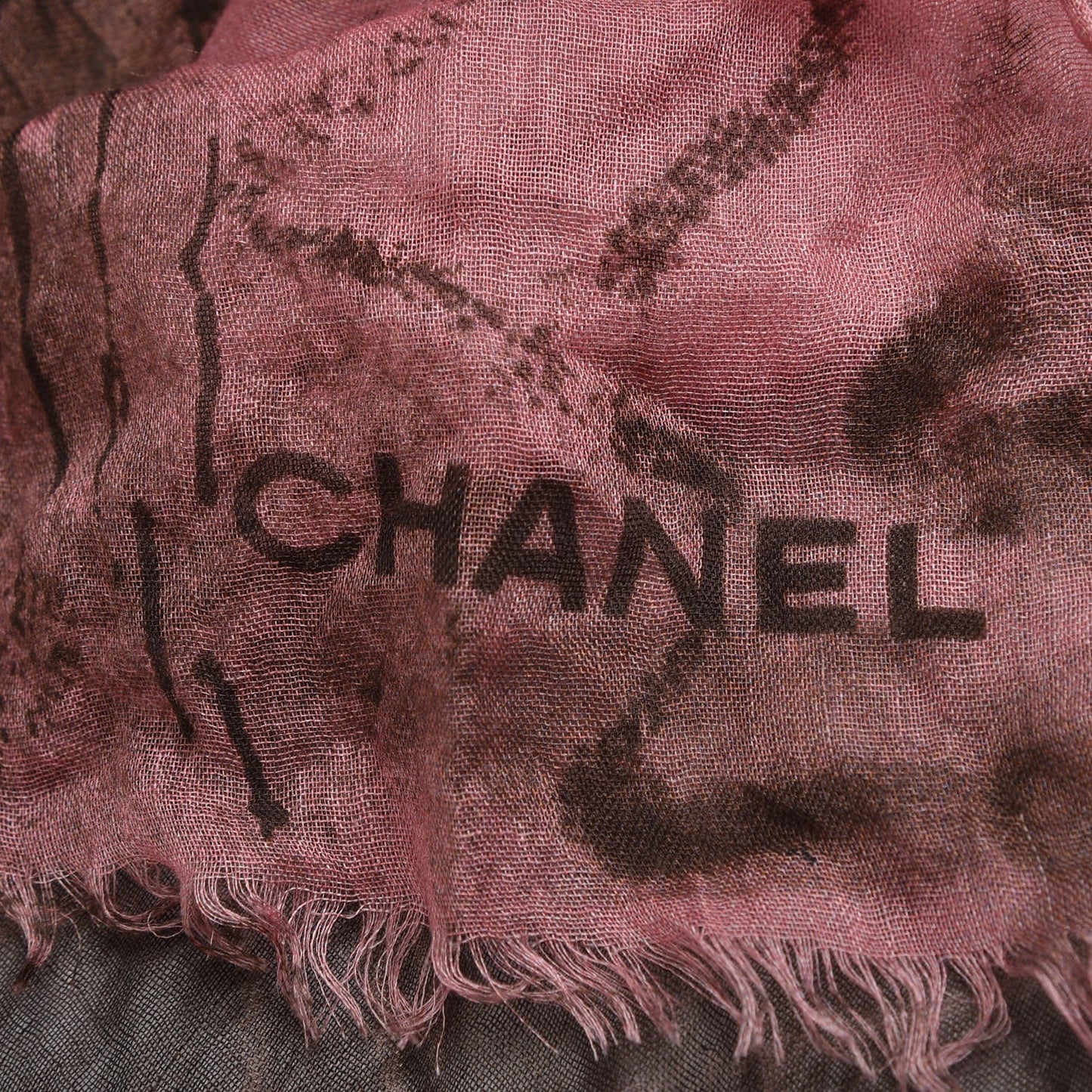 Silk Cashmere CC Logo Scarf Pink Brown
