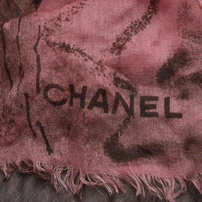 Chanel Silk Cashmere CC Logo Scarf Pink Brown 5 of 7