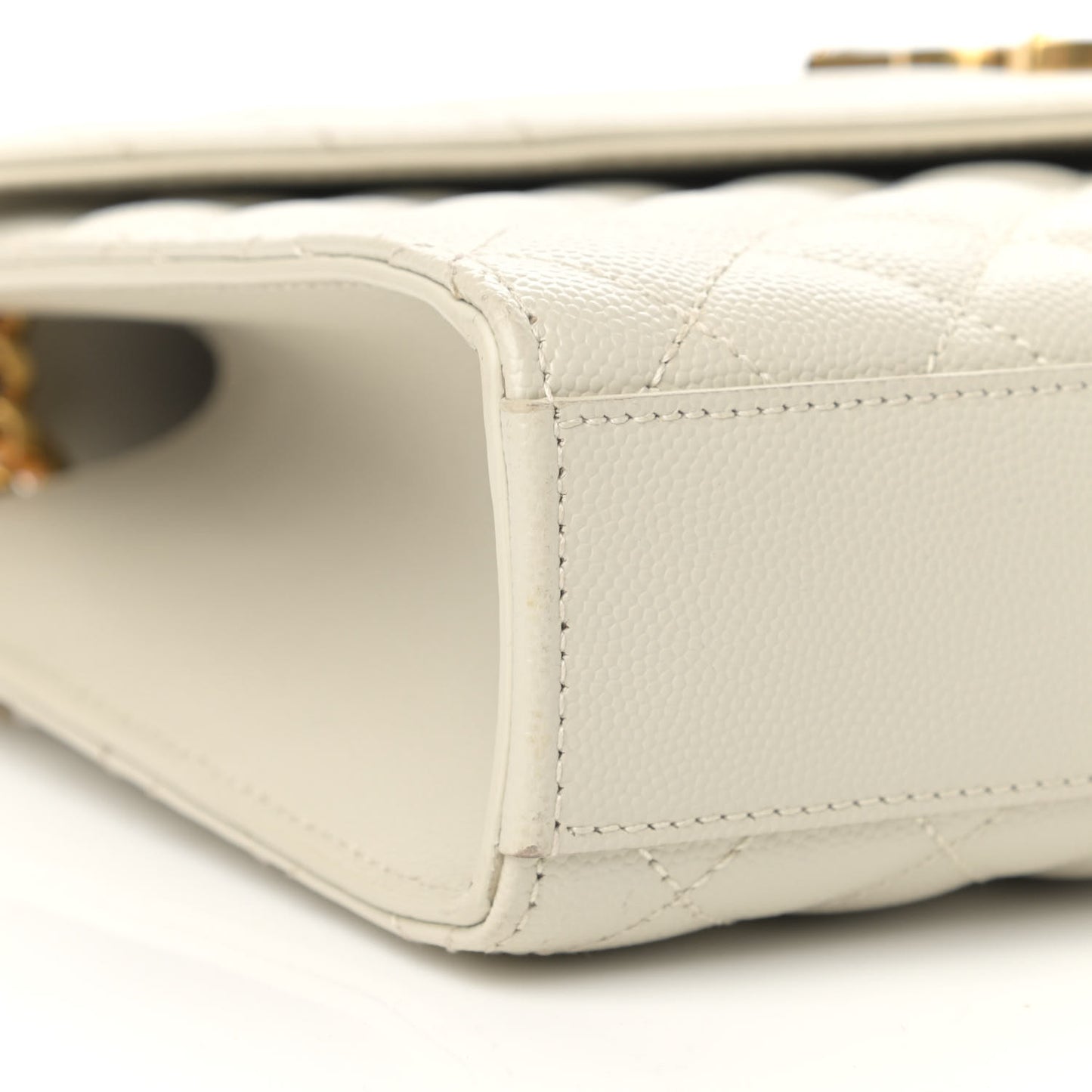 Grain De Poudre Textured Mixed Matelasse Medium Triquilt Monogram Satchel Crema Soft