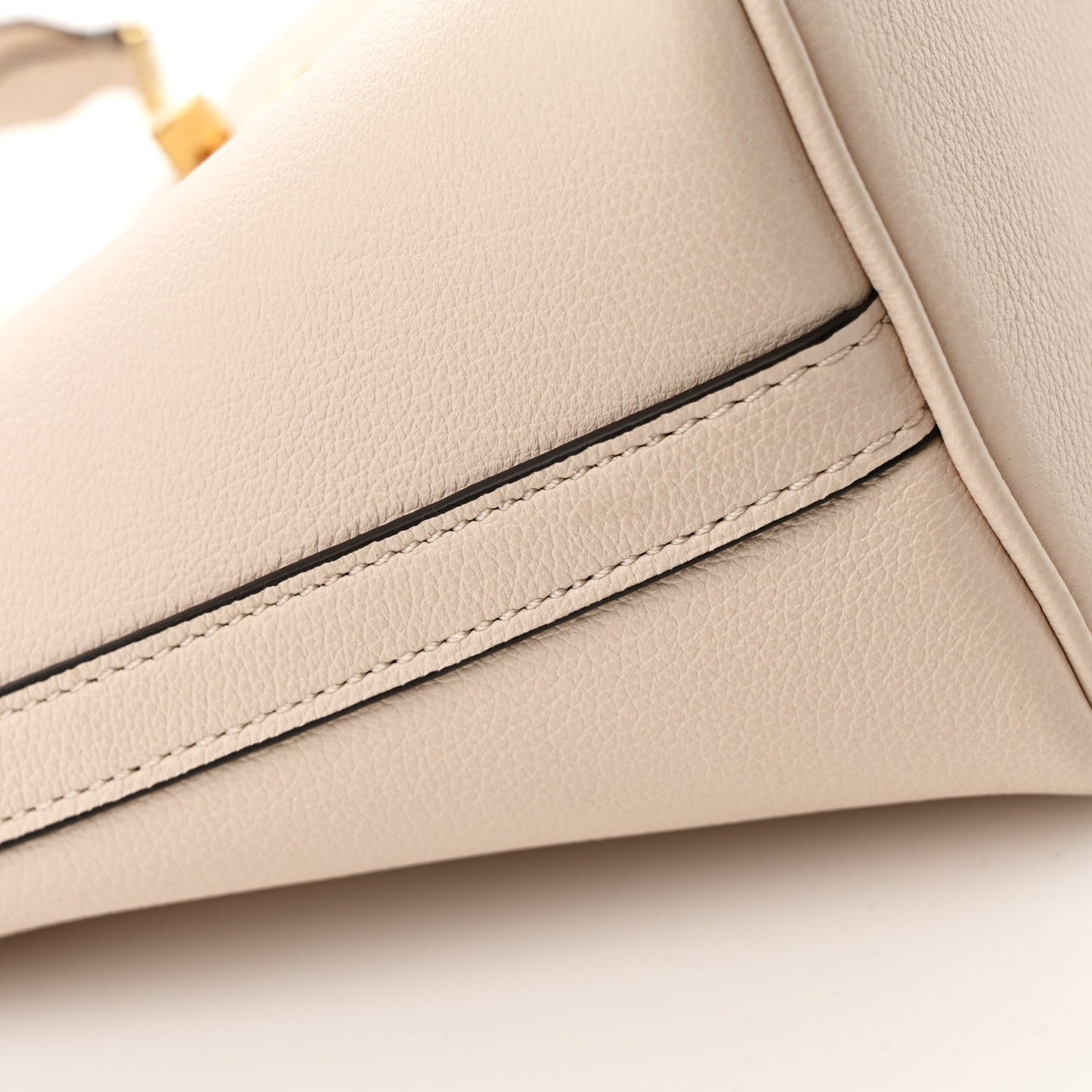Grained Calfskin Lock and Walk Bucket Quartz