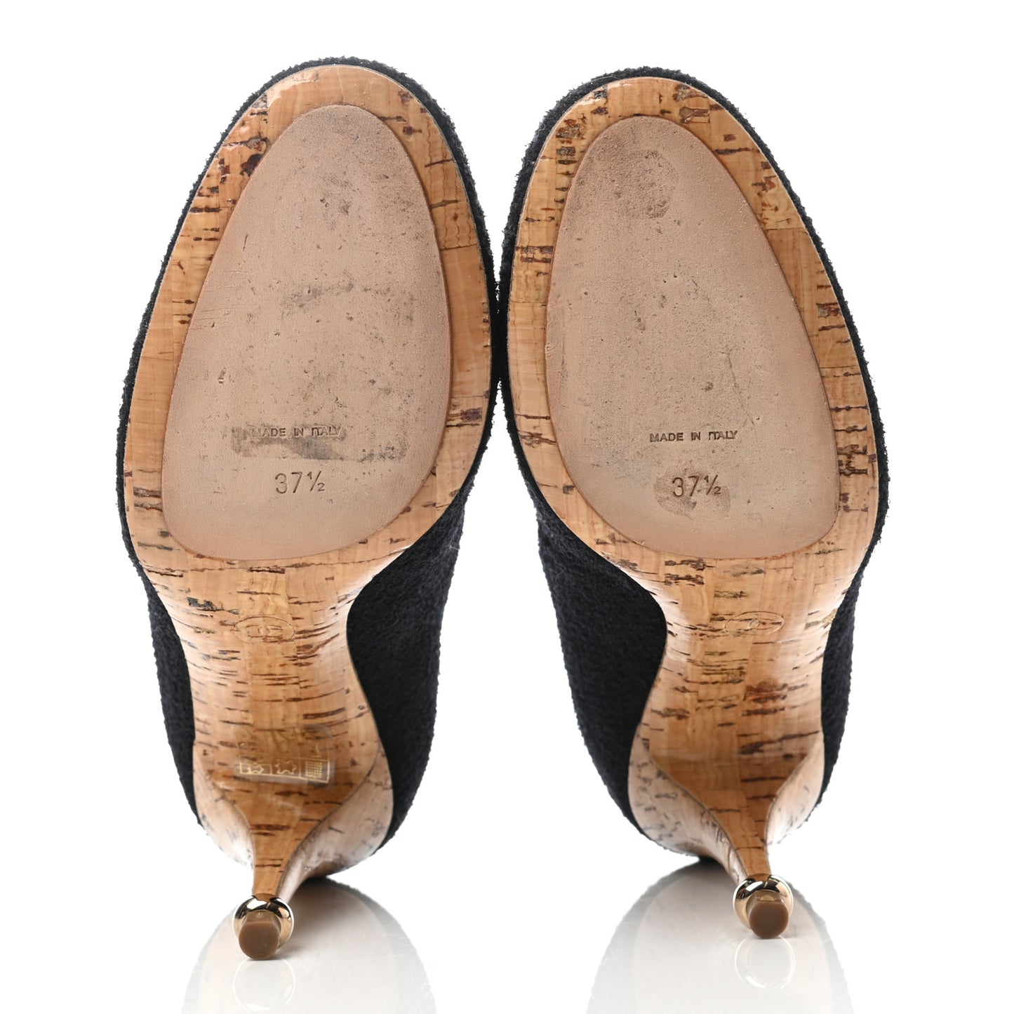 Tweed Crystal Cork CC Pumps 37.5 Black