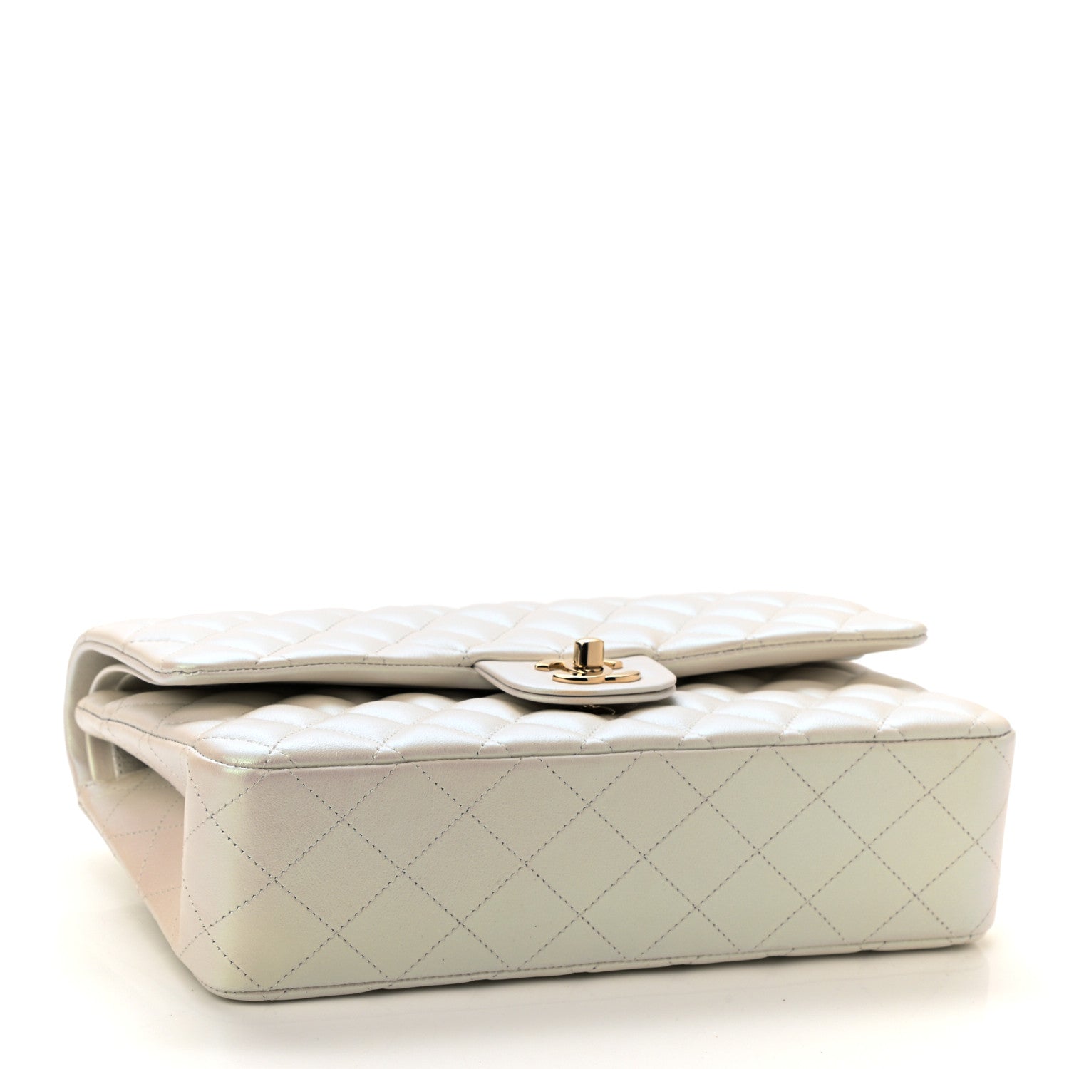 Chanel Iridescent Calfskin Quilted Medium Double Flap White 4 of 11
