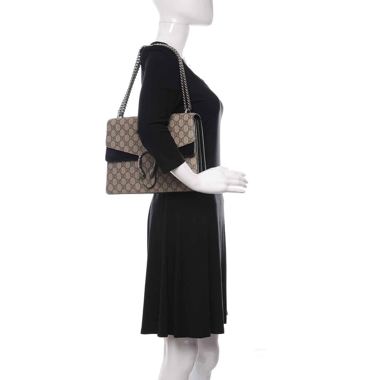 GG Supreme Monogram Medium Dionysus Shoulder Bag Black