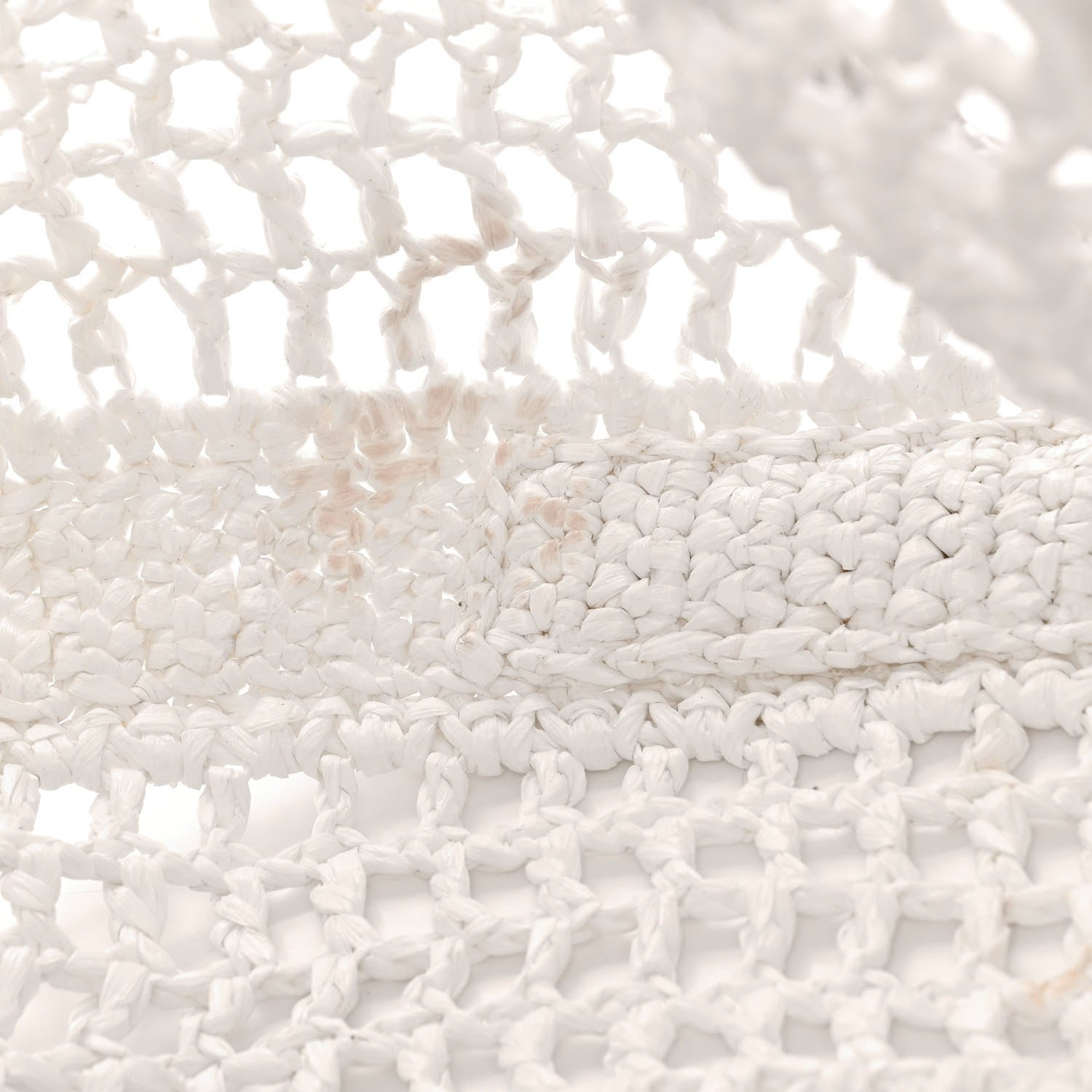 Prada Yarn Raffia Effect Crochet Logo Embroidered Tote Bag White 14 of 15