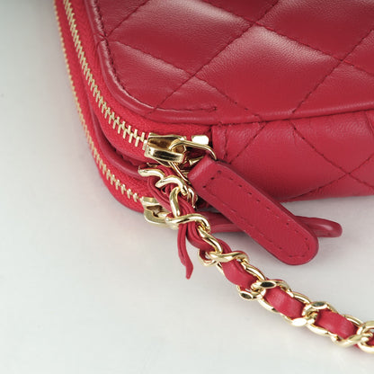 Chanel Lambskin Quilted Small Clutch With Chain Dark Pink 6 of 9