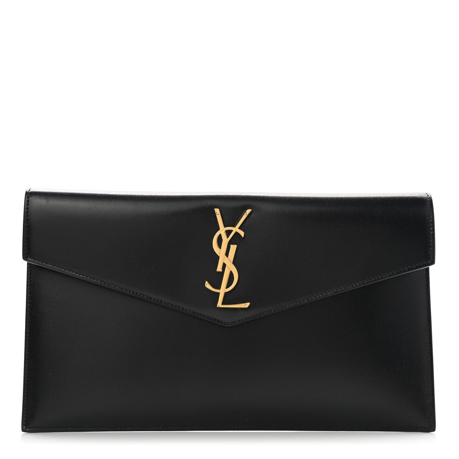 Saint Laurent Smooth Shiny Calfskin Monogram Uptown Pouch Black 1 of 8