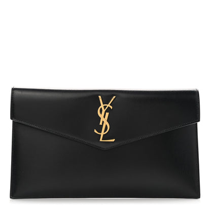 Saint Laurent Smooth Shiny Calfskin Monogram Uptown Pouch Black 1 of 8