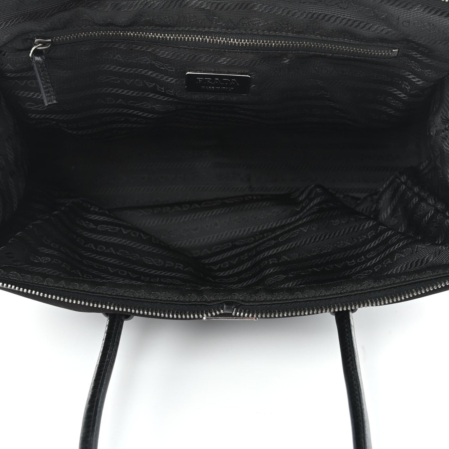 Tessuto Nylon Soft Calfskin Shoulder Bag Ebano