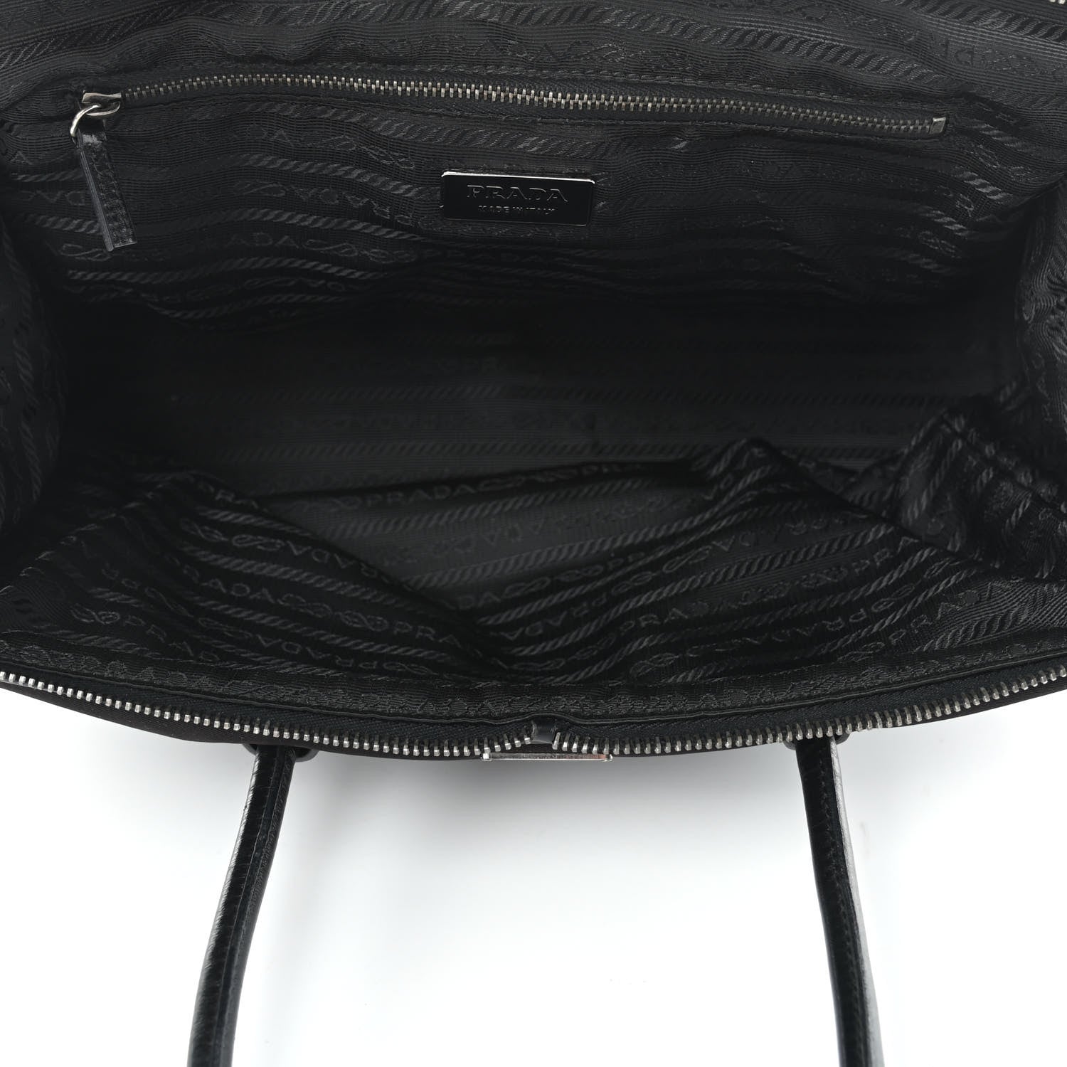 Prada Tessuto Nylon Soft Calfskin Shoulder Bag Ebano 5 of 10
